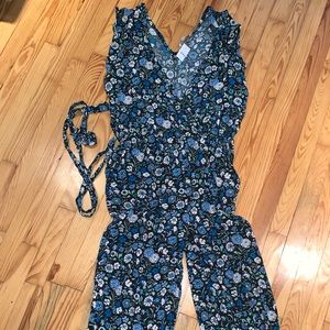 LOFT. Floral long pants romper - size XL